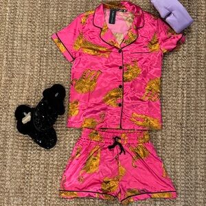 Vibrant Pink and Gold Women's Pajama Set